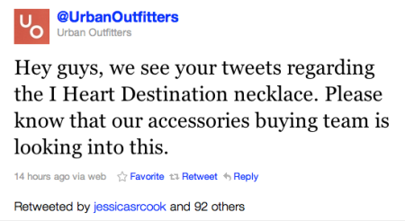 urban outfitters tweet fail