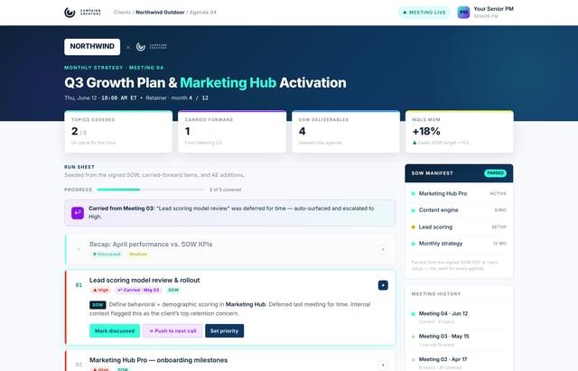 Shared strategy agenda built from your scope