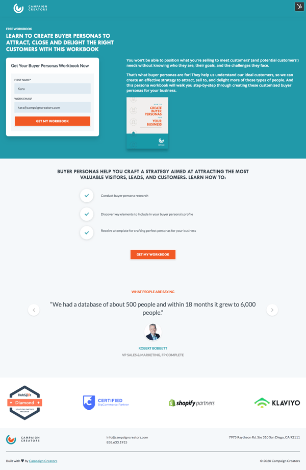 CC Landing Page Example