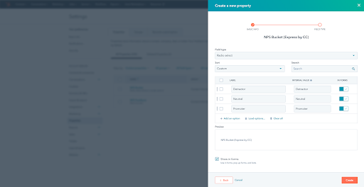 Create Custom Property- NPS Bucket
