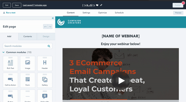 Swap the video on the on-demand webinar landing page