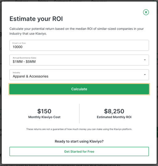 Klaviyo ROI Calculator