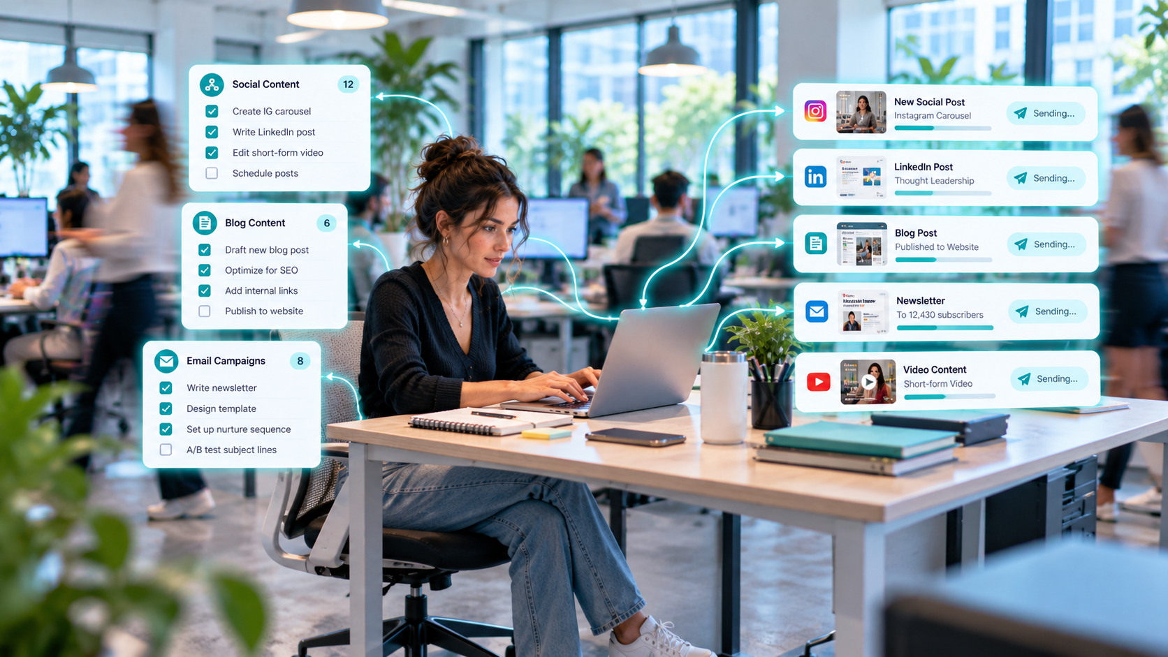 Marketing Workflow in a Modern Office