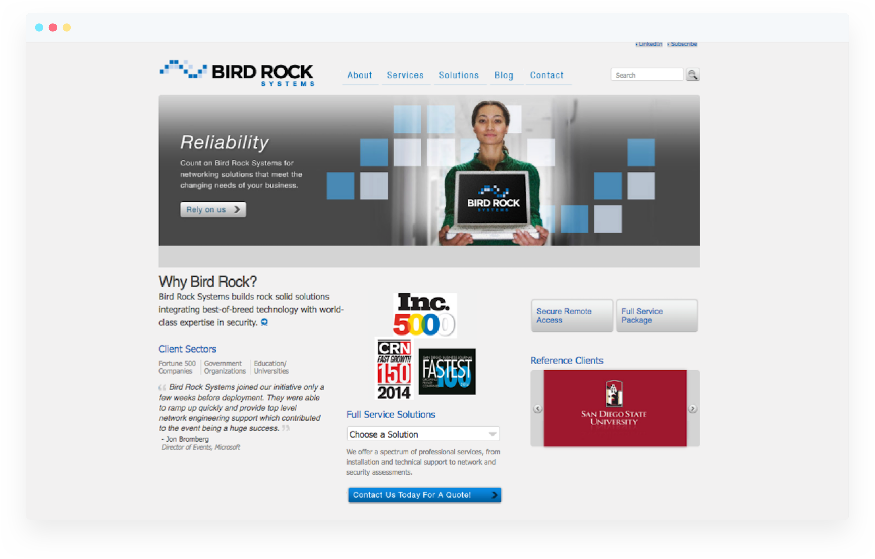 Bird Rock website before