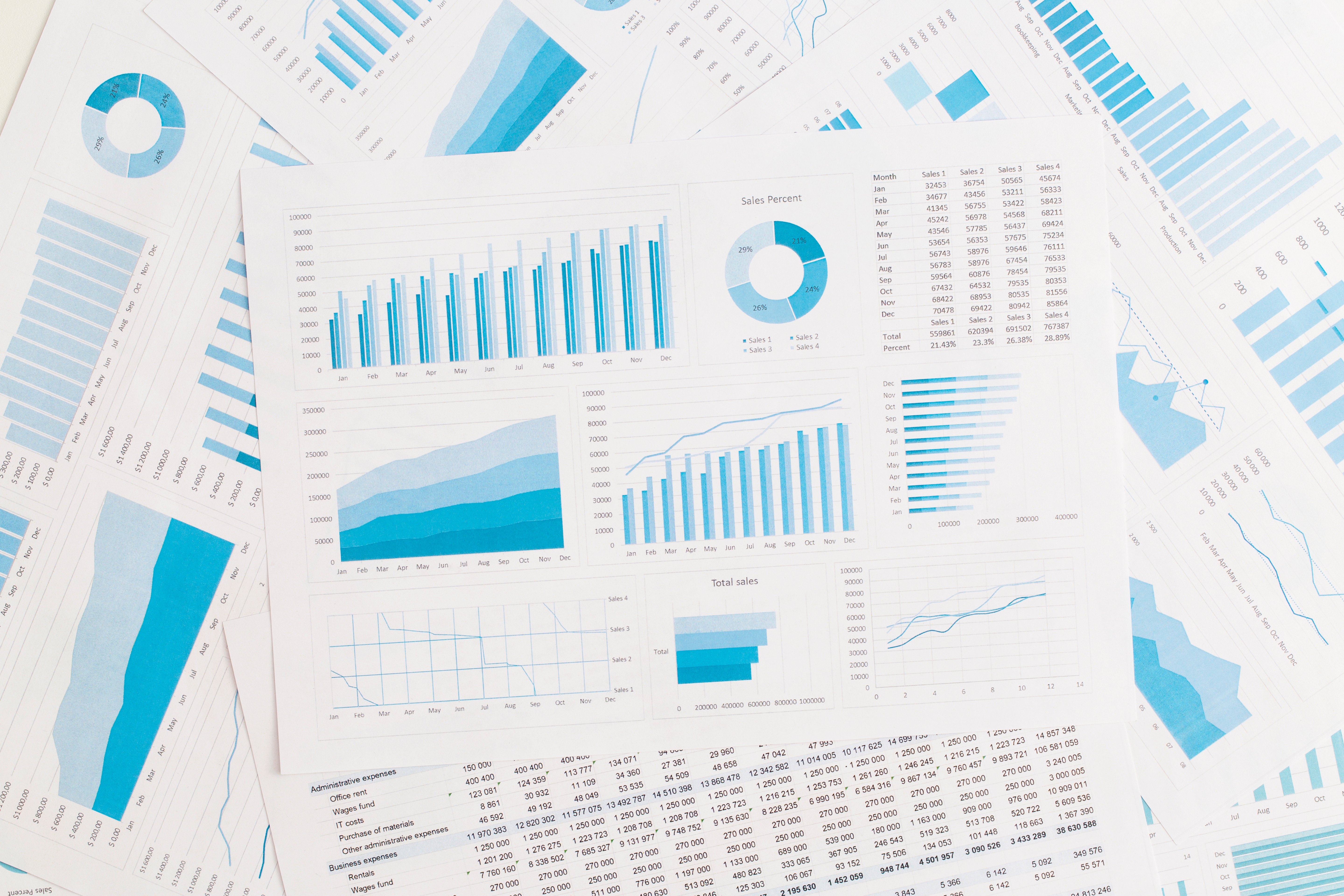 Business data on multiple spreadsheets