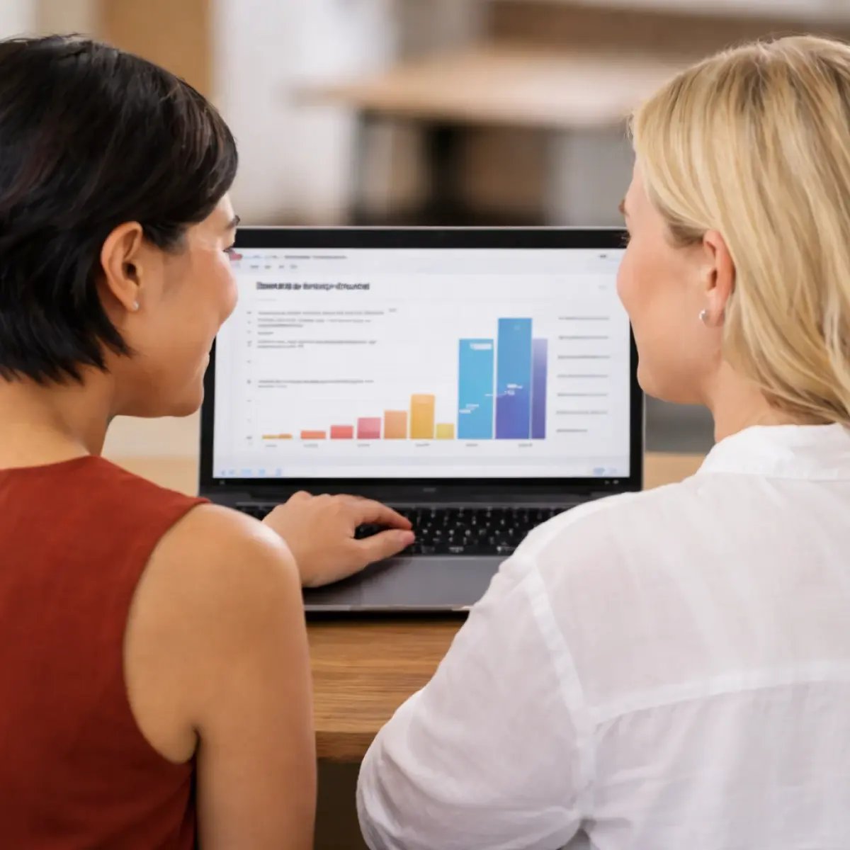 two_females_analytics_review_laptop_office