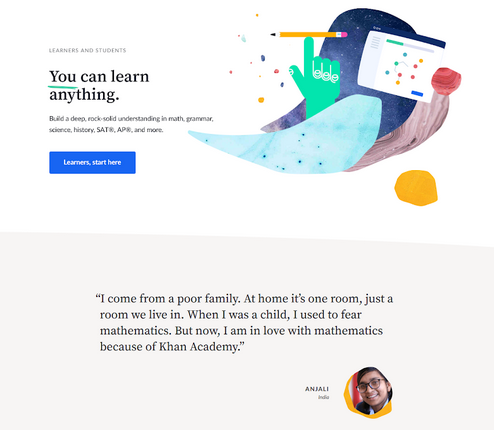 Khan-Academy-Landing-Page-example