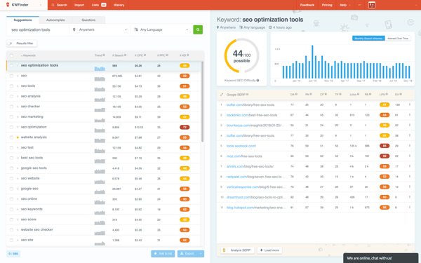 kwfinder snapshot