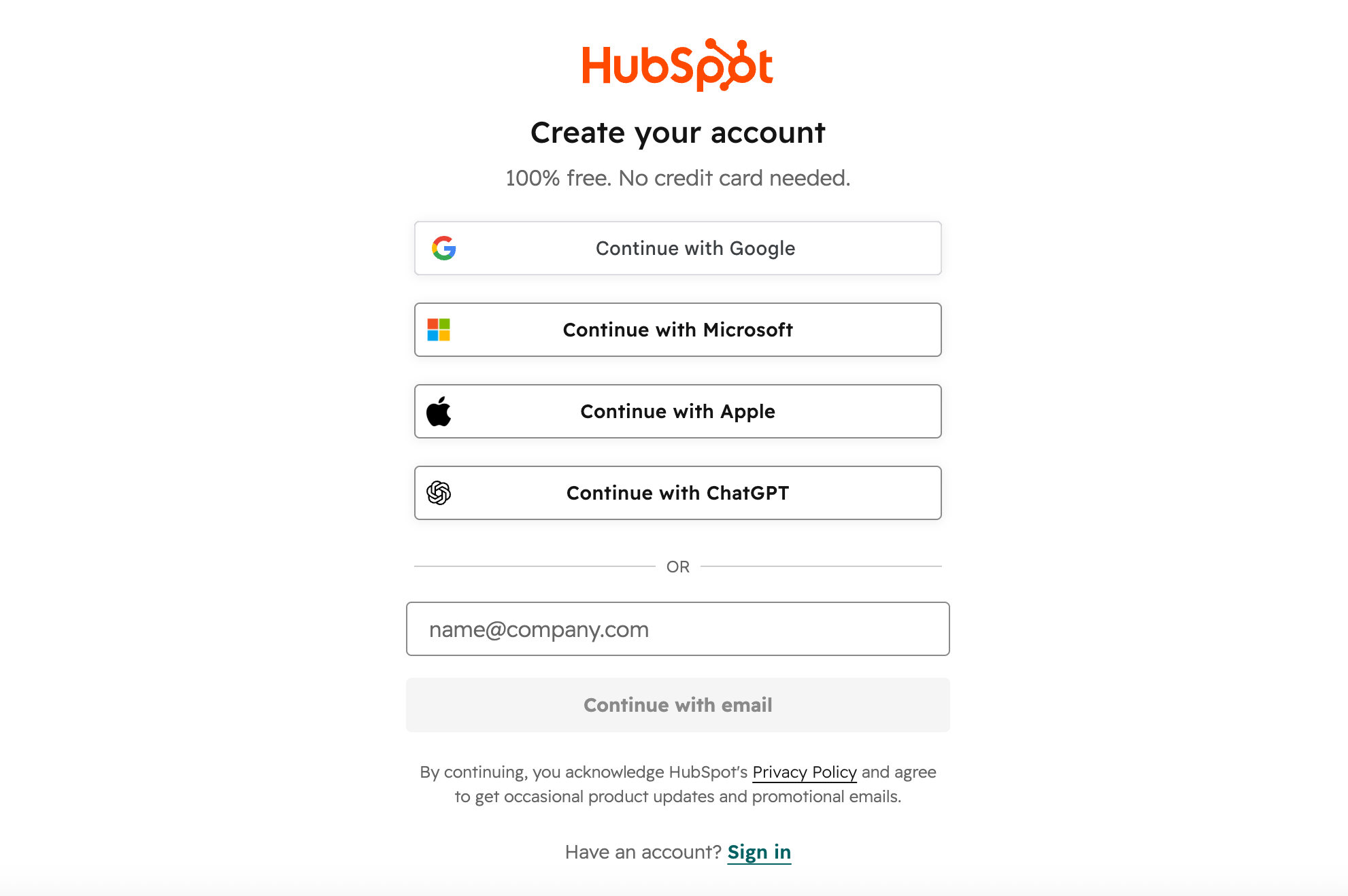  hubspot-create-free-account