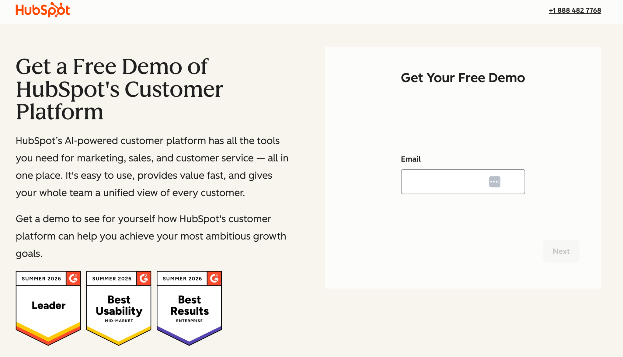 hubspot-customer-platform-demo-page