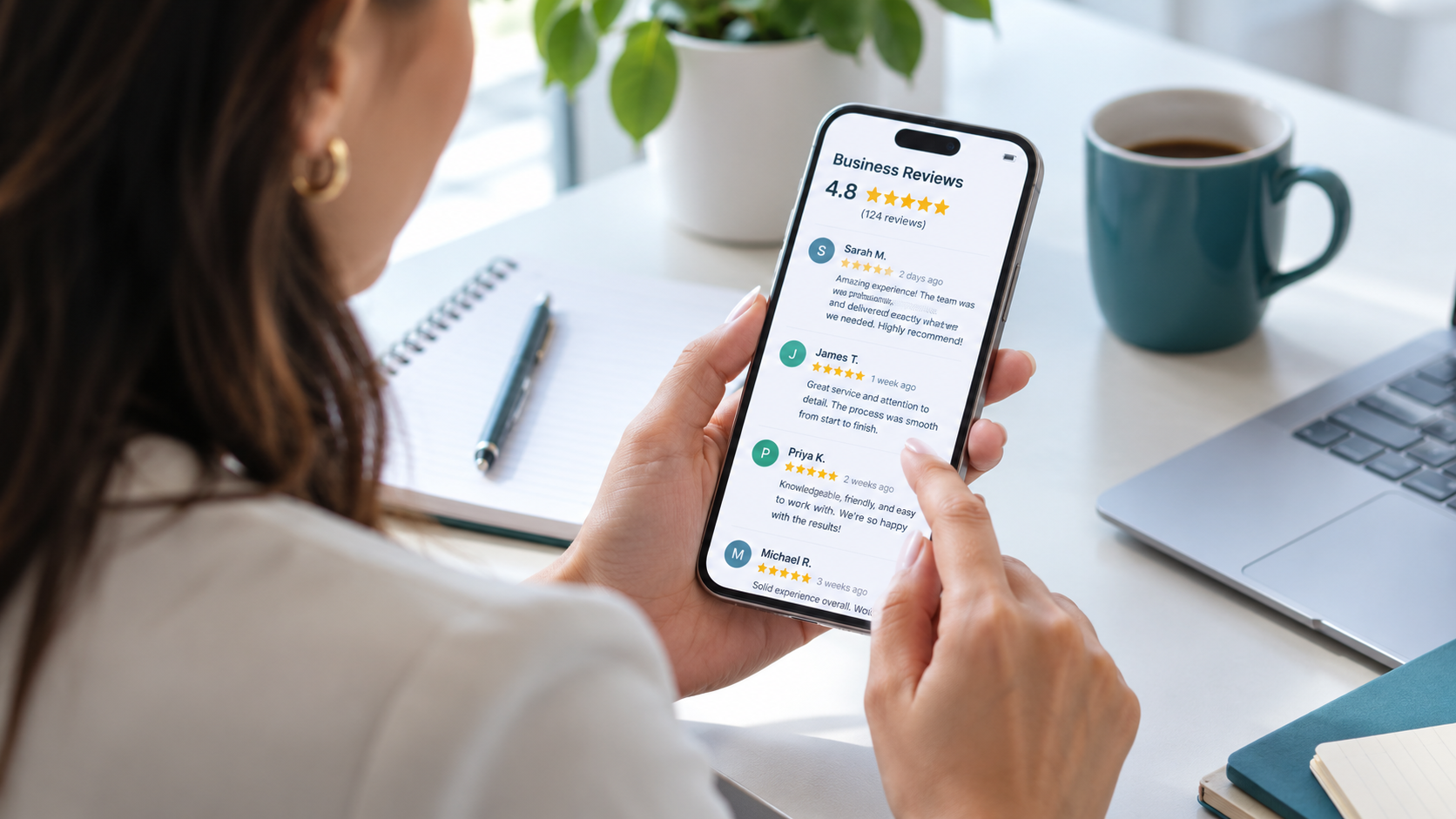 woman-reading-online-reviews-on-smartphone
