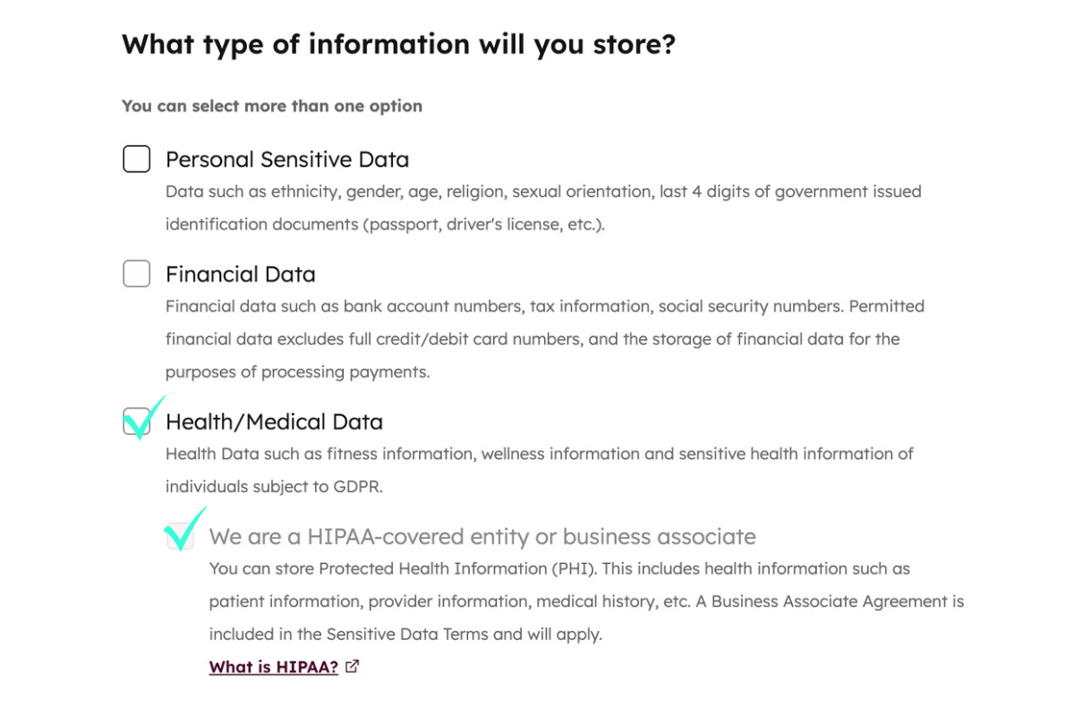 hipaa-information-to-store-in-hubspot