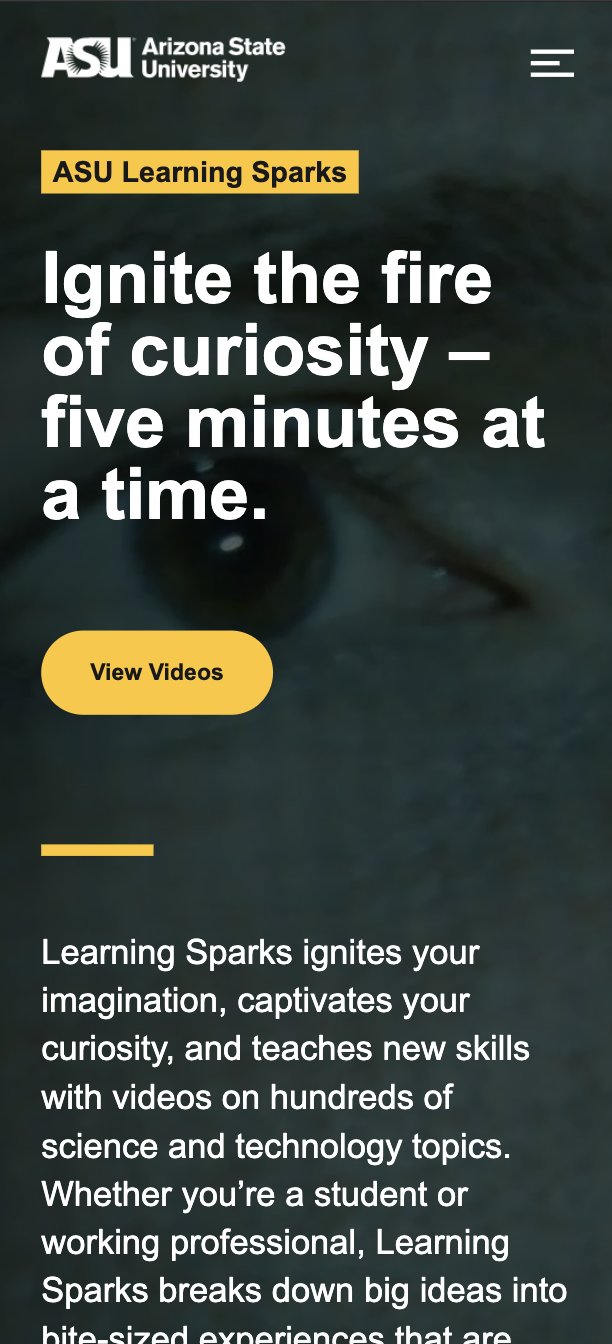 ASU Learning Sparks Hero Mobile