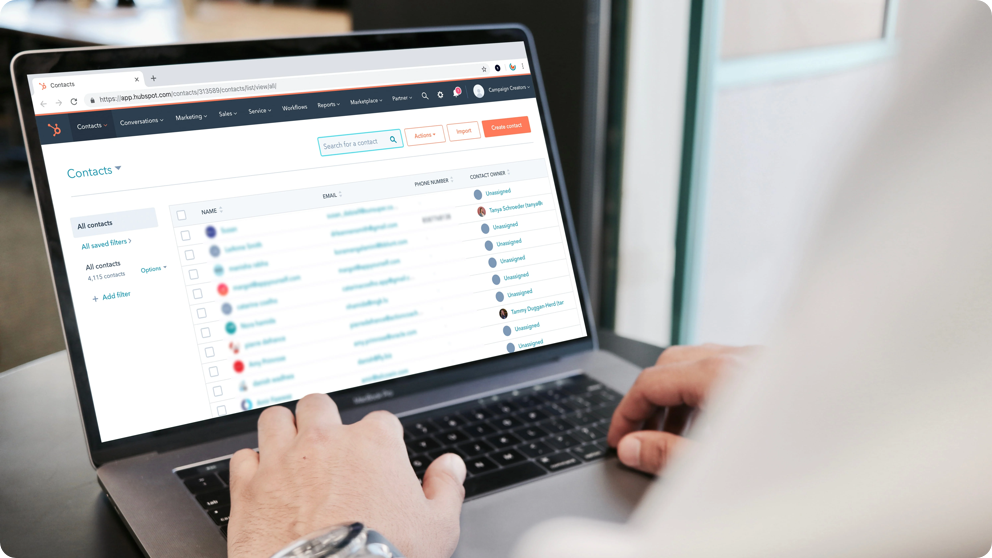 Person working within HubSpot platform