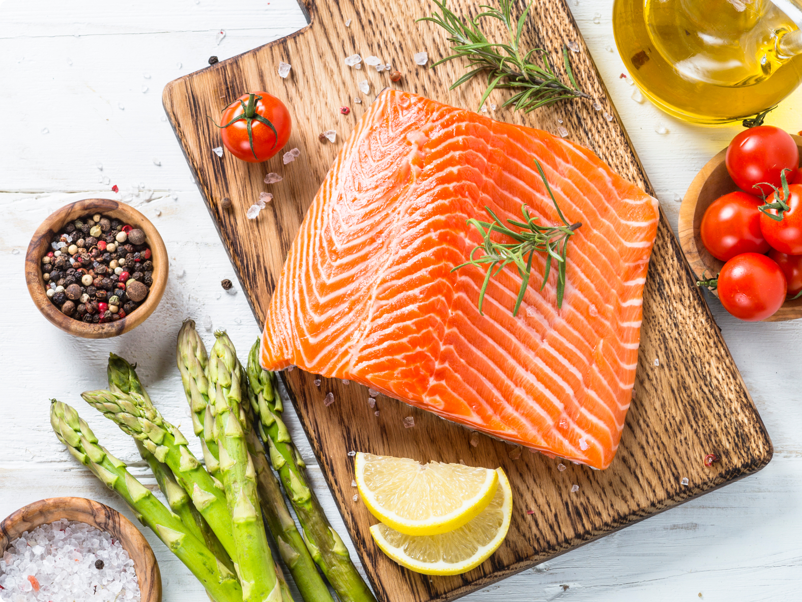 Salmon fillet with ingredients