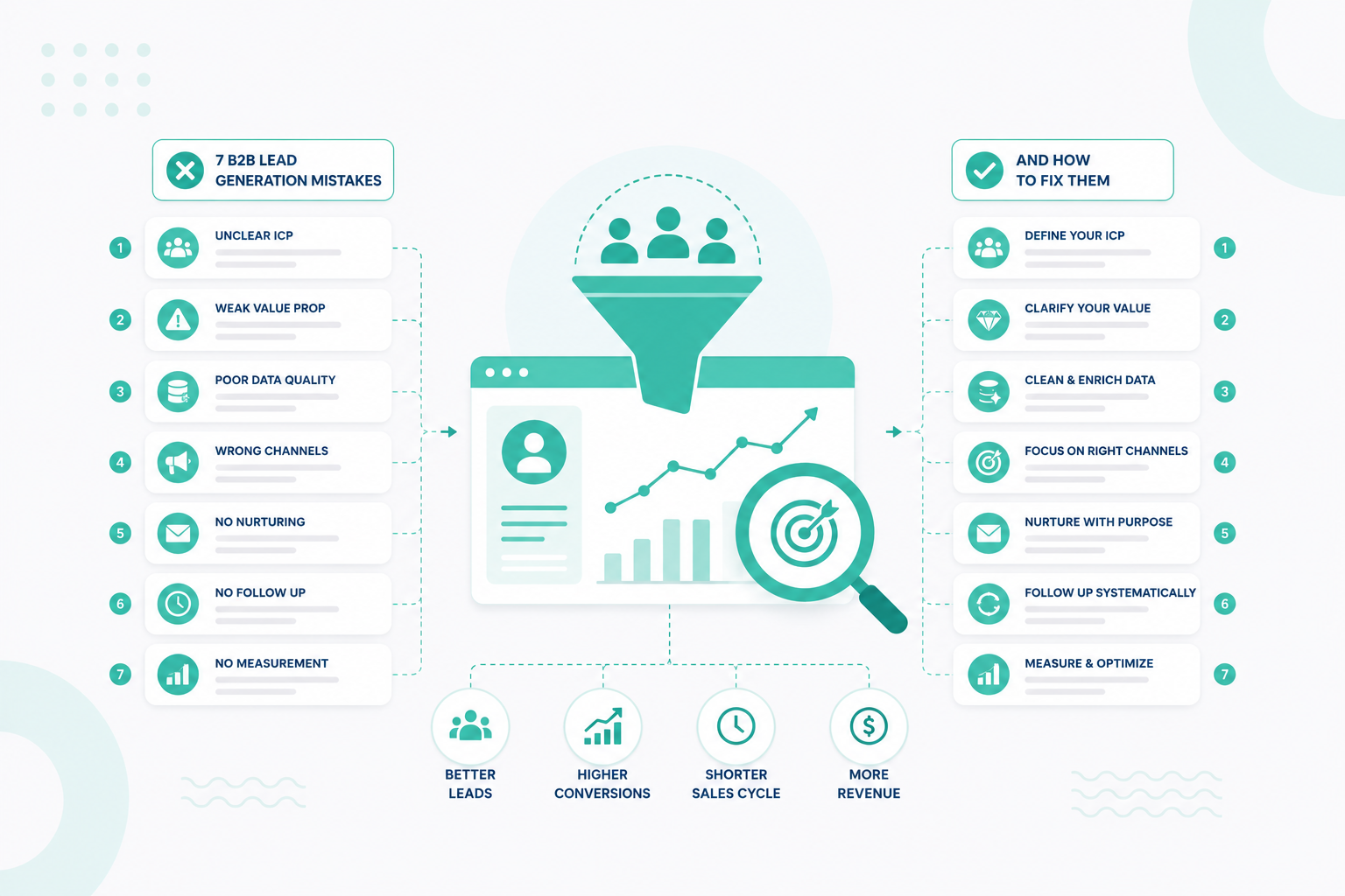 Avoid common B2B lead generation mistakes that limit qualified leads and pipeline growth, from poor targeting and weak content to conversion and follow-up gaps.