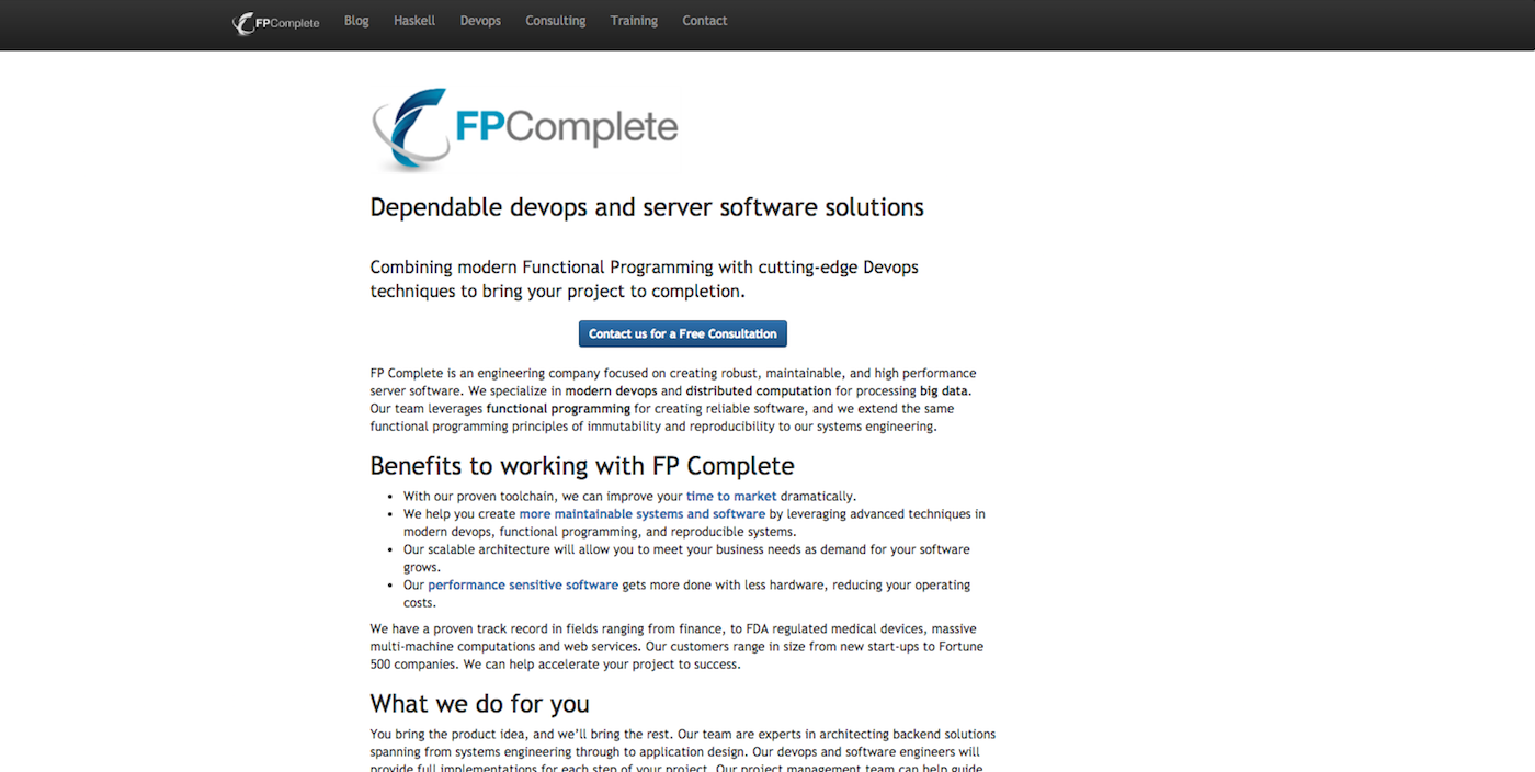 FP Complete Website Before